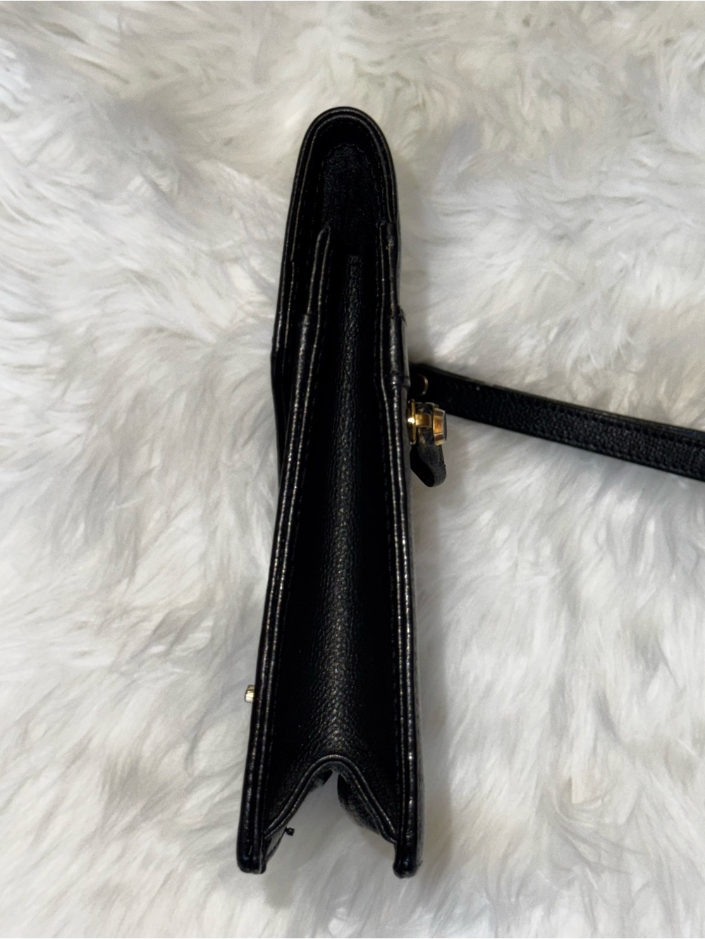 YSL Authentic vtg Black Leather Envelope Clutch Bag Removable Wrist strap - Picture 6 of 14